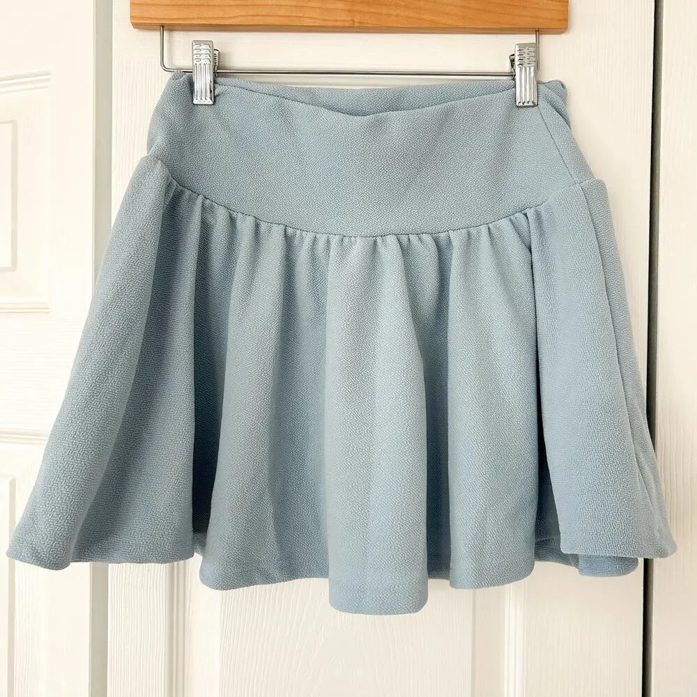 NWT SHEIN EZwear Light Blue Textured High Waist Skater Mini Skirt Size M - Picture 3 of 5